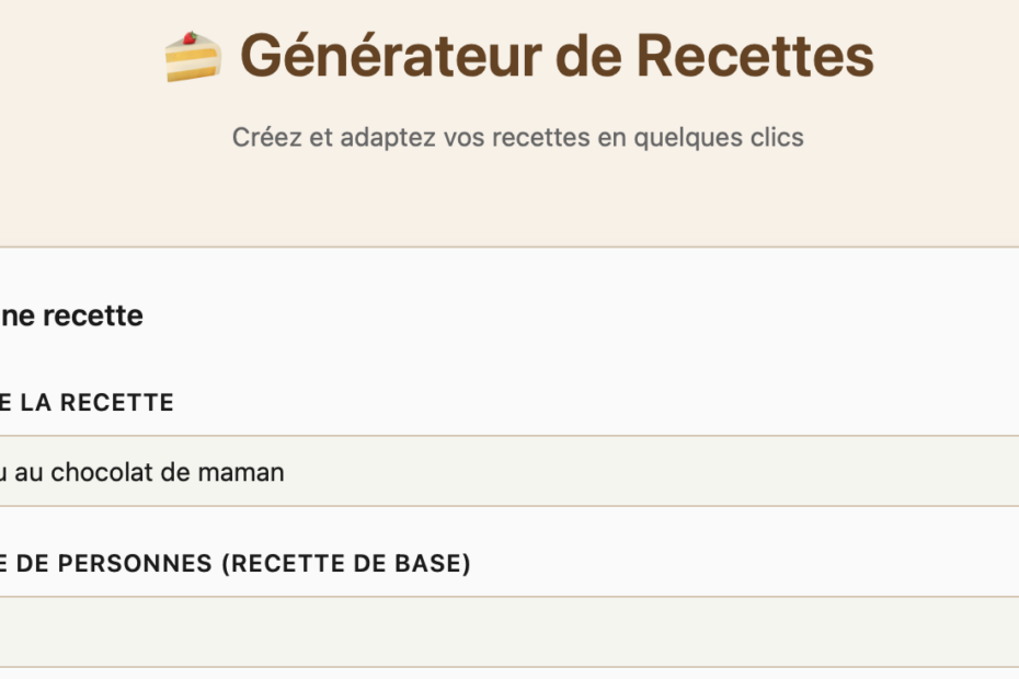 Générateur de recette